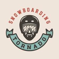 wijnoogst retro winter sport ski snowboard of avontuur embleem, logo, insigne, label. markering, poster of afdrukken. monochroom grafisch kunst. gravure houtsnede stijl. vector