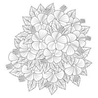 hibiscus syriacus bloem of gemeenschappelijk hibiscus bloem kleur bladzijde van boek illustratie schets ontwerp vector