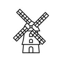 traditioneel windmolen icoon in zwart schets stijl vector