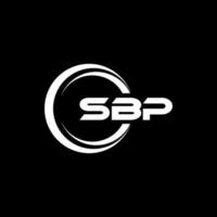 sbp brief logo ontwerp met zwart achtergrond in illustrator. vector logo, schoonschrift ontwerpen voor logo, poster, uitnodiging, enz.