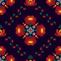 ikat etnisch naadloos patroon decoratie ontwerp. aztec kleding stof tapijt boho mandala's textiel decor behang. tribal inheems motief bloem ornamenten traditioneel borduurwerk vector geïllustreerd achtergrond