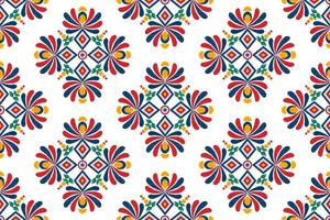 ikat etnisch naadloos patroon decoratie ontwerp. aztec kleding stof tapijt boho mandala's textiel decor behang. tribal inheems motief bloem ornamenten traditioneel borduurwerk vector geïllustreerd achtergrond