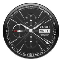 realistisch zwart grijs metalen klok kijk maar gezicht chronograaf luxe Aan wit achtergrond vector