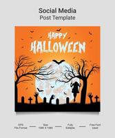 gelukkig halloween sociaal media post sjabloon ontwerp. heel geschikt voor sociaal media berichten, spandoeken, kaarten, websites enz. vector