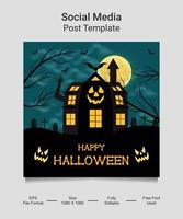 gelukkig halloween sociaal media post sjabloon ontwerp. heel geschikt voor sociaal media berichten, spandoeken, kaarten, websites enz. vector