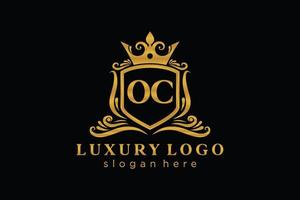 eerste oc brief Koninklijk luxe logo sjabloon in vector kunst voor restaurant, royalty, boetiek, cafe, hotel, heraldisch, sieraden, mode en andere vector illustratie.