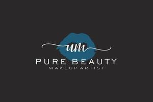 eerste um waterverf lippen premade logo ontwerp, logo voor bedenken artiest bedrijf branding, blozen schoonheid winkel logo ontwerp, schoonschrift logo met creatief sjabloon. vector