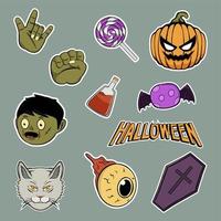 sticker pak halloween geïsoleerd donker achtergrond vector