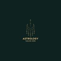 astrologie logo ontwerp sjabloon. meetkundig logo ontwerp met hemel- lijn kunst. vector illustratie.