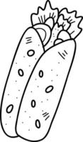 hand- getrokken heerlijk burrito illustratie vector