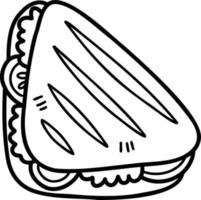 hand- getrokken heerlijk belegd broodje illustratie vector