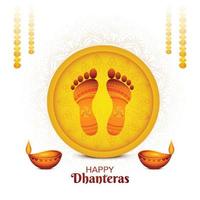 gelukkig dhanteras festival voor godin maa lakshmi charan of paduka achtergrond vector