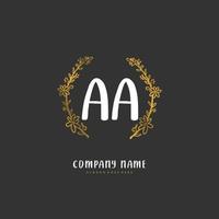 aa eerste handschrift en handtekening logo ontwerp met cirkel. mooi ontwerp handgeschreven logo voor mode, team, bruiloft, luxe logo. vector