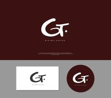 gt eerste handschrift of handgeschreven logo voor identiteit. logo met handtekening en hand- getrokken stijl. vector