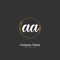 aa eerste handschrift en handtekening logo ontwerp met cirkel. mooi ontwerp handgeschreven logo voor mode, team, bruiloft, luxe logo. vector