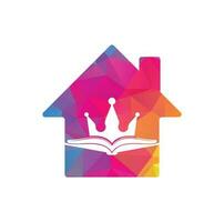 koning boek huis vorm concept vector logo sjabloon ontwerp. vector boek en kroon logo concept.