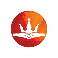 koning boek vector logo sjabloon ontwerp. vector boek en kroon logo concept.