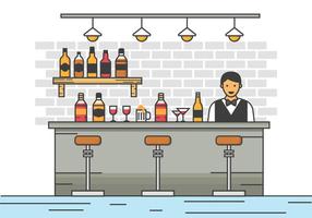 Gratis Barman Server bij de Bar Vector Illustratie