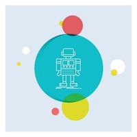 autonoom, machine, robot, robotachtig, technologie wit lijn icoon kleurrijk cirkel achtergrond vector