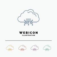 wolk. computergebruik. gegevens. hosten. netwerk 5 kleur lijn web icoon sjabloon geïsoleerd Aan wit. vector illustratie