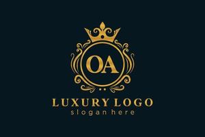 eerste oa brief Koninklijk luxe logo sjabloon in vector kunst voor restaurant, royalty, boetiek, cafe, hotel, heraldisch, sieraden, mode en andere vector illustratie.