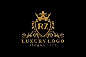 eerste rz brief Koninklijk luxe logo sjabloon in vector kunst voor restaurant, royalty, boetiek, cafe, hotel, heraldisch, sieraden, mode en andere vector illustratie.