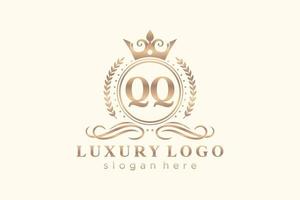 eerste qq brief Koninklijk luxe logo sjabloon in vector kunst voor restaurant, royalty, boetiek, cafe, hotel, heraldisch, sieraden, mode en andere vector illustratie.