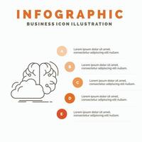 brainstormen. creatief. idee. innovatie. inspiratie infographics sjabloon voor website en presentatie. lijn grijs icoon met oranje infographic stijl vector illustratie