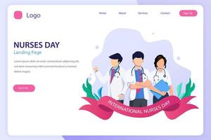 Internationale verpleegster dag landen bladzijde website vlak vector sjabloon