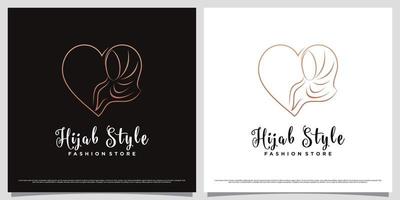 muslimah Dames logo ontwerp vervelend hijab met lijn kunst concept en creatief element vector