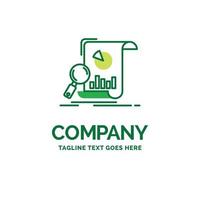 analyse. analyses. bedrijf. financieel. Onderzoek vlak bedrijf logo sjabloon. creatief groen merk naam ontwerp. vector