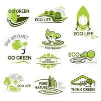 eco natuur en groen ecologie vector pictogrammen reeks