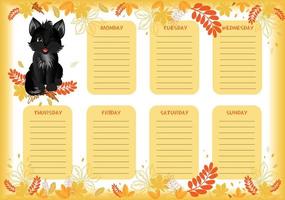 school- ontwerper met schattig weinig zwart kat in kleurrijk herfst ontwerp. vector