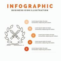 strijd. embleem. spel. label. Zwaarden infographics sjabloon voor website en presentatie. lijn grijs icoon met oranje infographic stijl vector illustratie