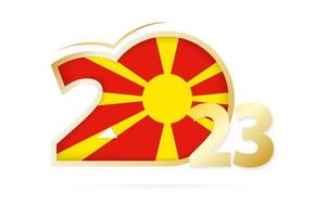 jaar 2023 met Macedonië vlag patroon. vector