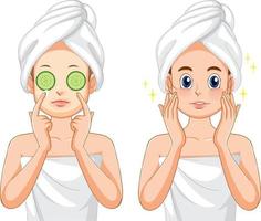 spa vrouw toepassen gelaats masker vector