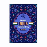 gelukkig Indië republiek dag, poster sjabloon in Indisch kunst stijl vector