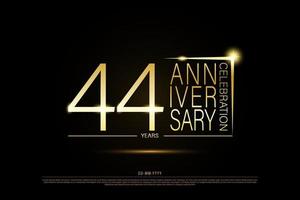 44 jaar gouden verjaardag goud logo Aan zwart achtergrond, vector ontwerp voor viering.