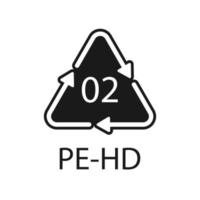 polyethyleen met hoge dichtheid 02 pe-hd pictogram symbool vector