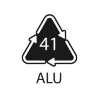 aluminium recycling symbool alu 41. vectorillustratie vector