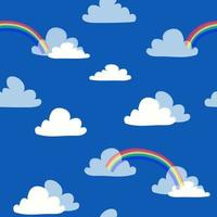 wolken en regenboog naadloos patroon vector illustratie