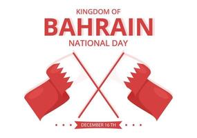 Bahrein nationaal dag of onafhankelijkheid sjabloon hand- getrokken tekenfilm vlak illustratie met golvend vlag in 16e van december patriottisch vakantie ontwerp vector