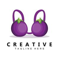 aubergine logo ontwerp, Purper groente illustratie boerderij opbrengst vector, aubergine beha vector Product merk icoon sjabloon