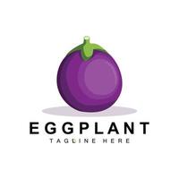 aubergine logo ontwerp, groenten illustratie Purper groente plantage vector, Product merk icoon sjabloon vector