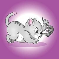 een schattig kat vangsten een overlast muis vector