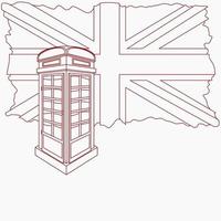 bewerkbare schets stijl Engels telefoon stand vector illustratie met unie jack vlag Aan de achtergrond voor Engeland cultuur traditie en geschiedenis verwant ontwerp