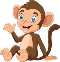 tekenfilm grappig aap zittend met glimlach vector
