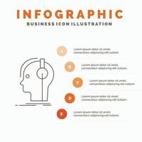 componist. koptelefoon. musicus. producent. geluid infographics sjabloon voor website en presentatie. lijn grijs icoon met oranje infographic stijl vector illustratie