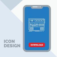 geluid. beheersen. module. rekmontage. geluid lijn icoon in mobiel voor downloaden bladzijde vector