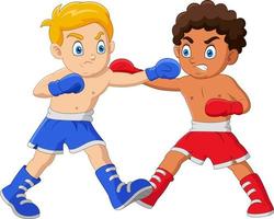 tekenfilm jongens zijn boksen elk andere in een bij elkaar passen vector